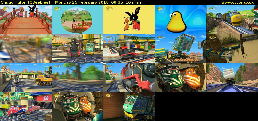 Chuggington (CBeebies) Monday 25 February 2019 09:35 - 09:45