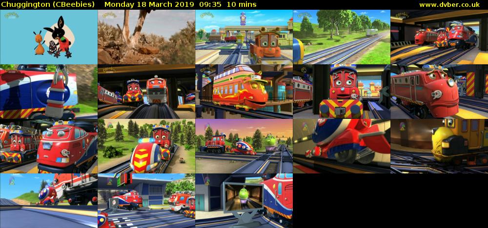 Chuggington (CBeebies) Monday 18 March 2019 09:35 - 09:45