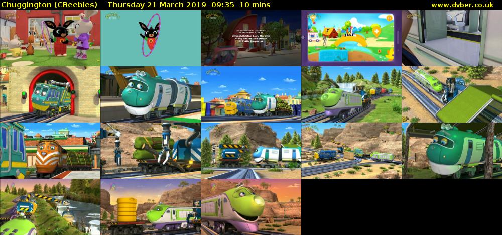 Chuggington (CBeebies) Thursday 21 March 2019 09:35 - 09:45