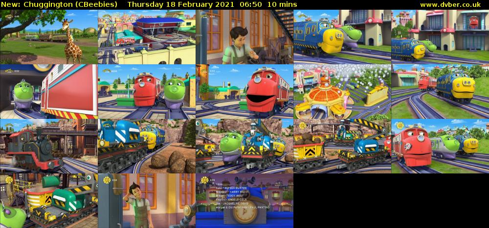 Chuggington (CBeebies) Thursday 18 February 2021 06:50 - 07:00