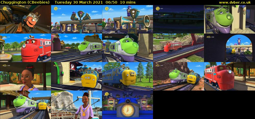 Chuggington (CBeebies) Tuesday 30 March 2021 06:50 - 07:00