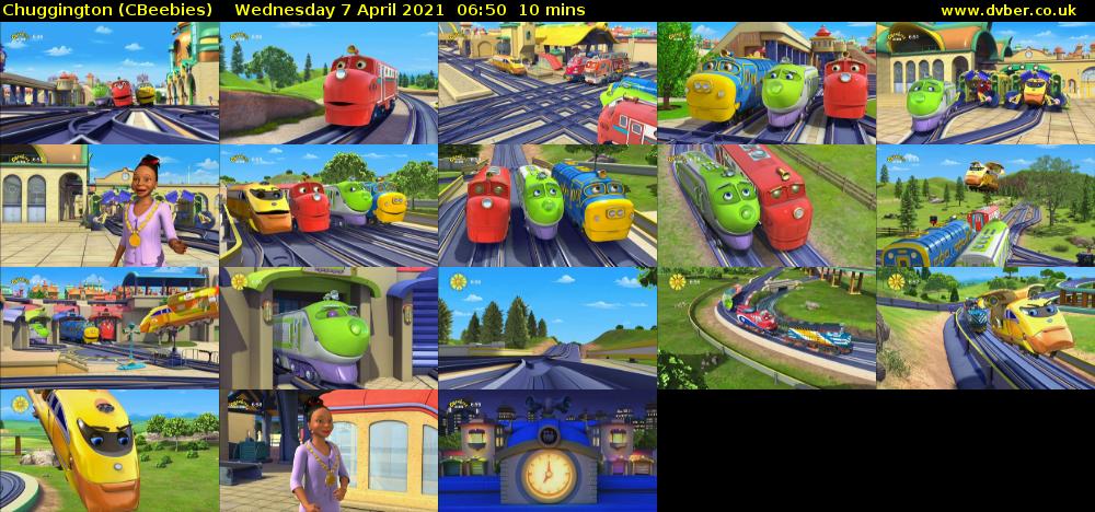 Chuggington (CBeebies) Wednesday 7 April 2021 06:50 - 07:00