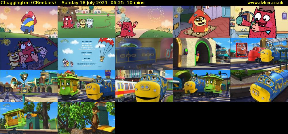 Chuggington (CBeebies) Sunday 18 July 2021 06:25 - 06:35