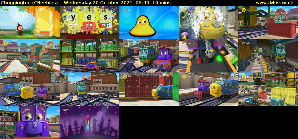 Chuggington (CBeebies) Wednesday 20 October 2021 06:40 - 06:50