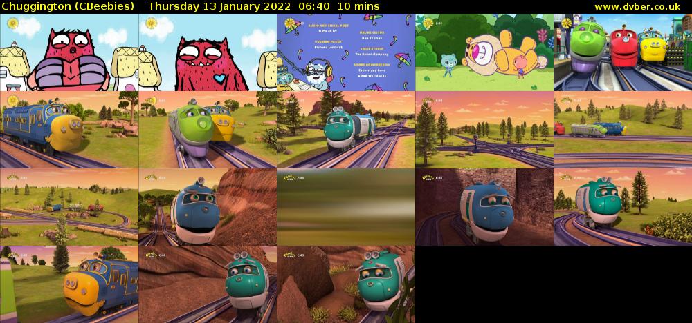 Chuggington (CBeebies) Thursday 13 January 2022 06:40 - 06:50