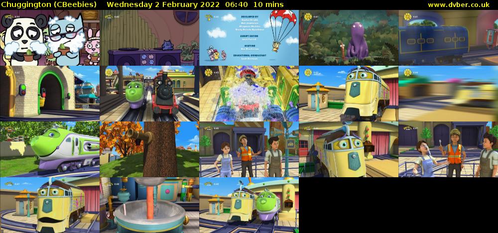 Chuggington (CBeebies) Wednesday 2 February 2022 06:40 - 06:50