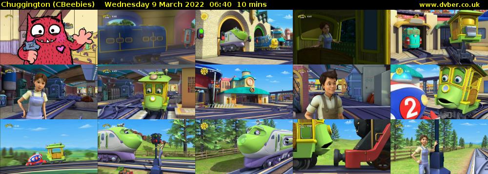 Chuggington (CBeebies) Wednesday 9 March 2022 06:40 - 06:50