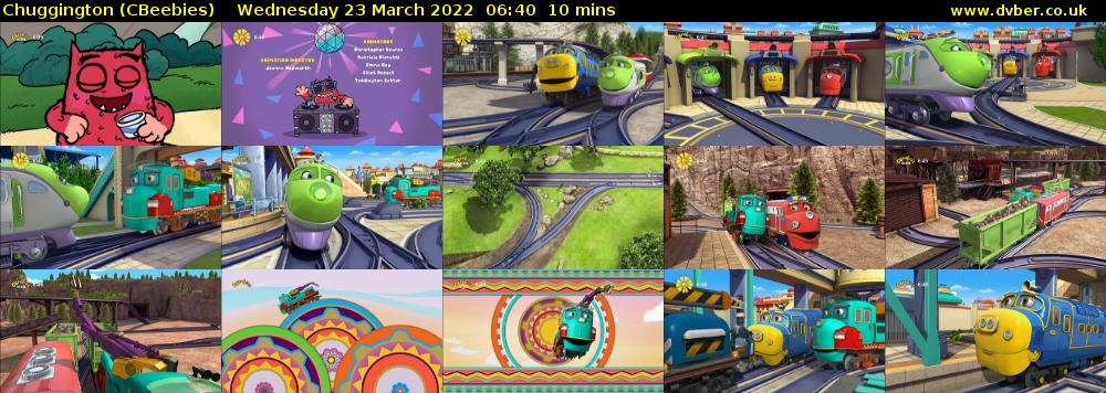 Chuggington (CBeebies) Wednesday 23 March 2022 06:40 - 06:50