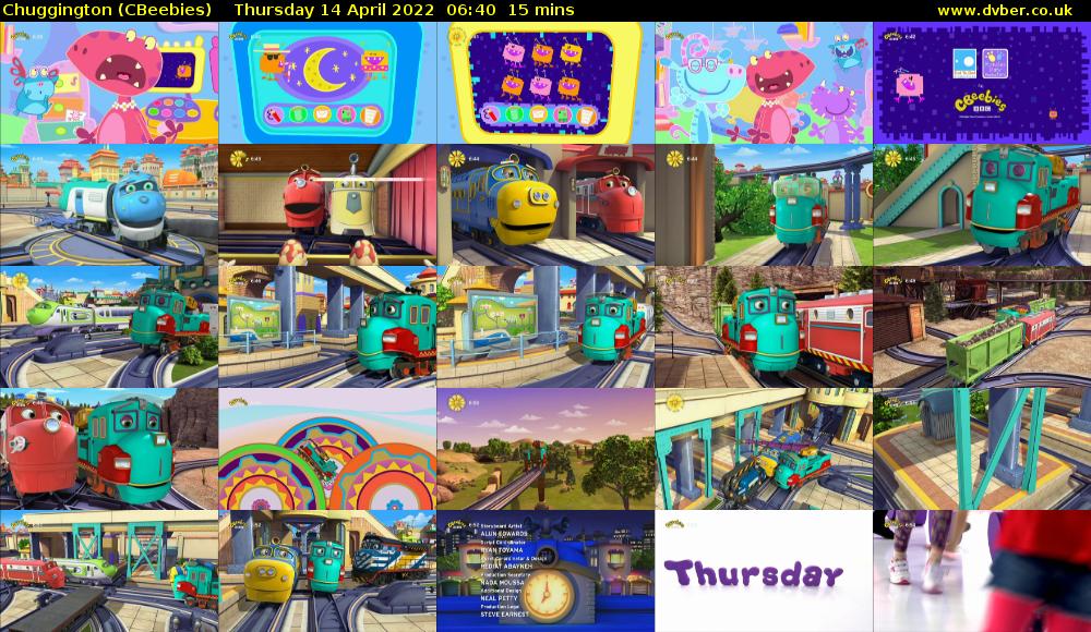 Chuggington (CBeebies) Thursday 14 April 2022 06:40 - 06:55