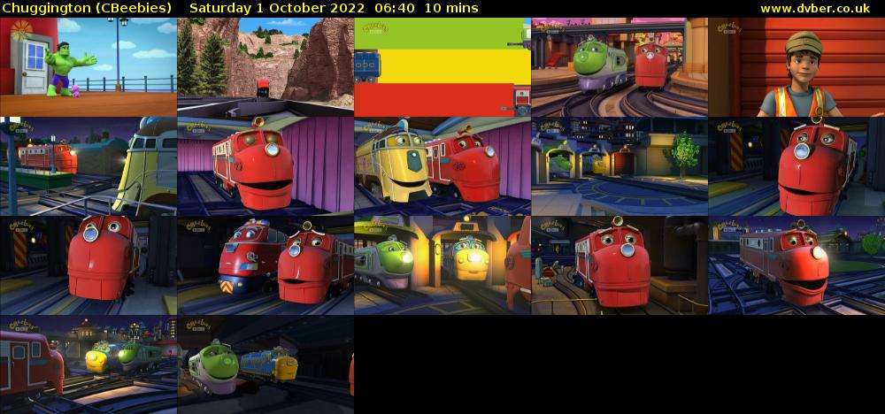 Chuggington (CBeebies) Saturday 1 October 2022 06:40 - 06:50