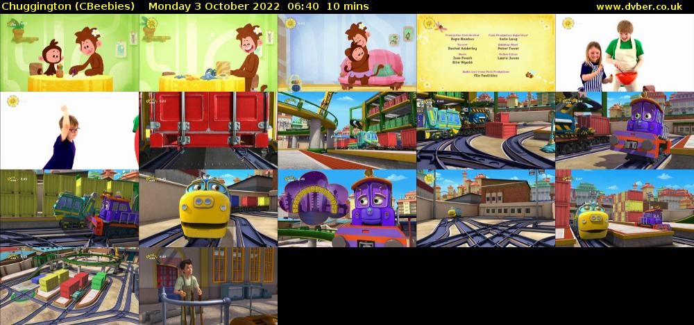Chuggington (CBeebies) Monday 3 October 2022 06:40 - 06:50