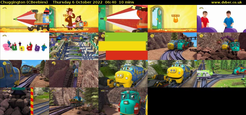 Chuggington (CBeebies) Thursday 6 October 2022 06:40 - 06:50