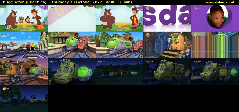 Chuggington (CBeebies) Thursday 20 October 2022 06:40 - 06:50