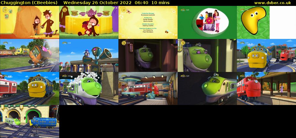 Chuggington (CBeebies) Wednesday 26 October 2022 06:40 - 06:50