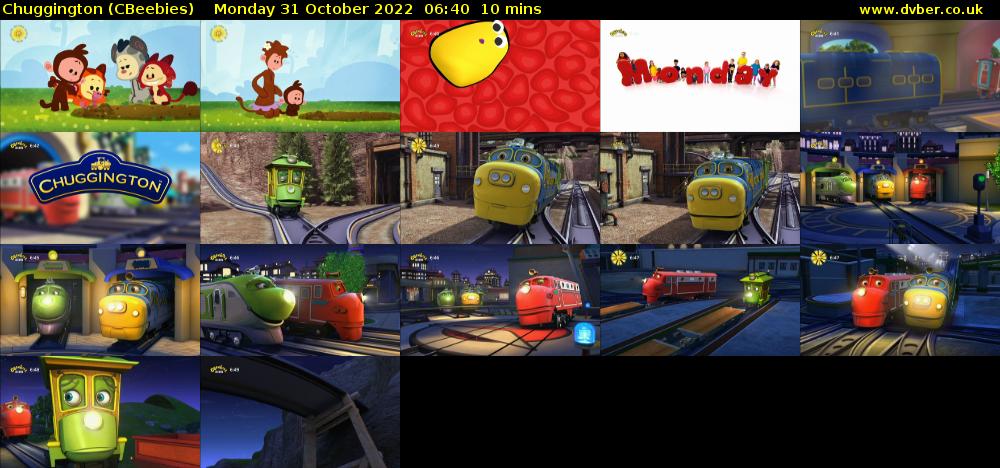Chuggington (CBeebies) Monday 31 October 2022 06:40 - 06:50