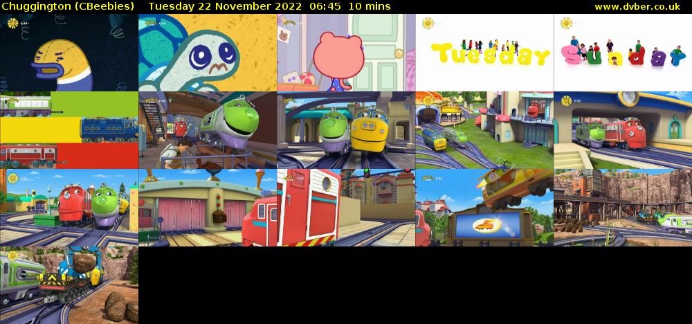 Chuggington (CBeebies) Tuesday 22 November 2022 06:45 - 06:55