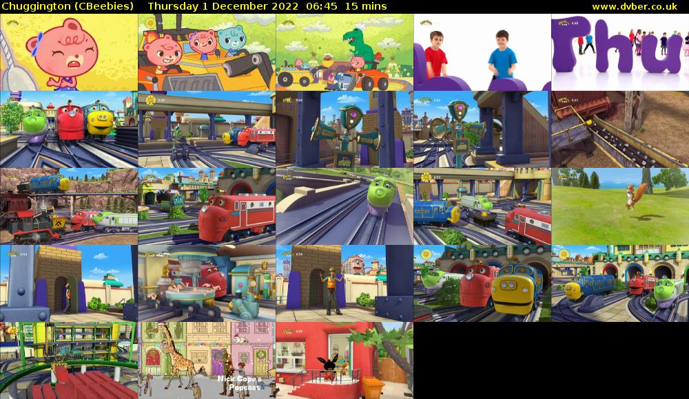 Chuggington (CBeebies) Thursday 1 December 2022 06:45 - 07:00