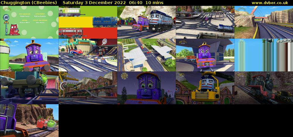 Chuggington (CBeebies) Saturday 3 December 2022 06:40 - 06:50
