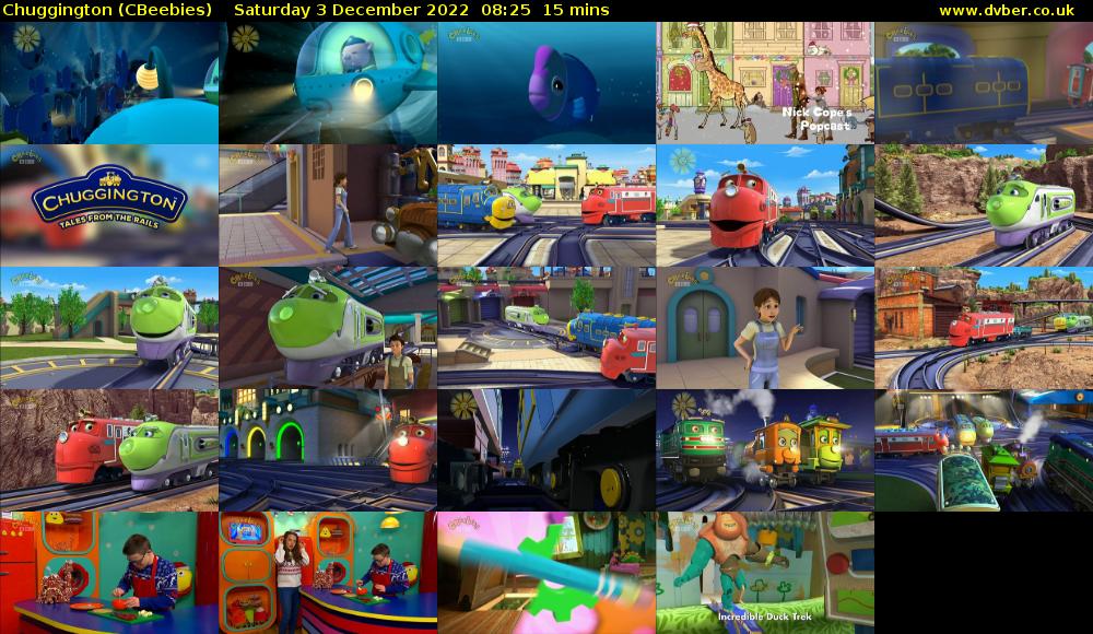 Chuggington (CBeebies) Saturday 3 December 2022 08:25 - 08:40