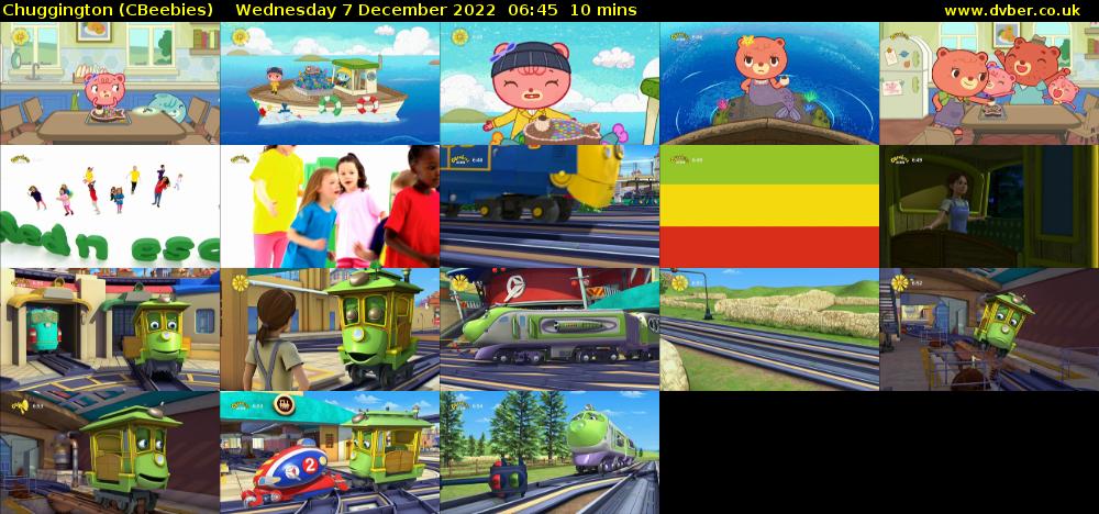Chuggington (CBeebies) Wednesday 7 December 2022 06:45 - 06:55