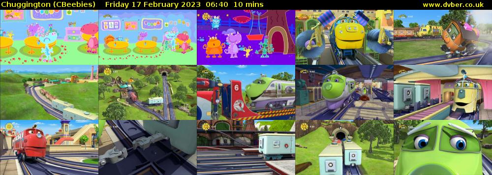 Chuggington (CBeebies) Friday 17 February 2023 06:40 - 06:50