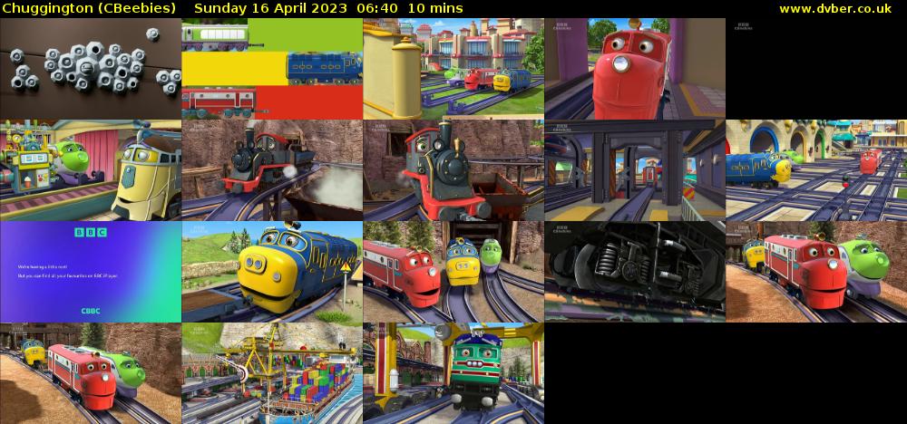Chuggington (CBeebies) Sunday 16 April 2023 06:40 - 06:50