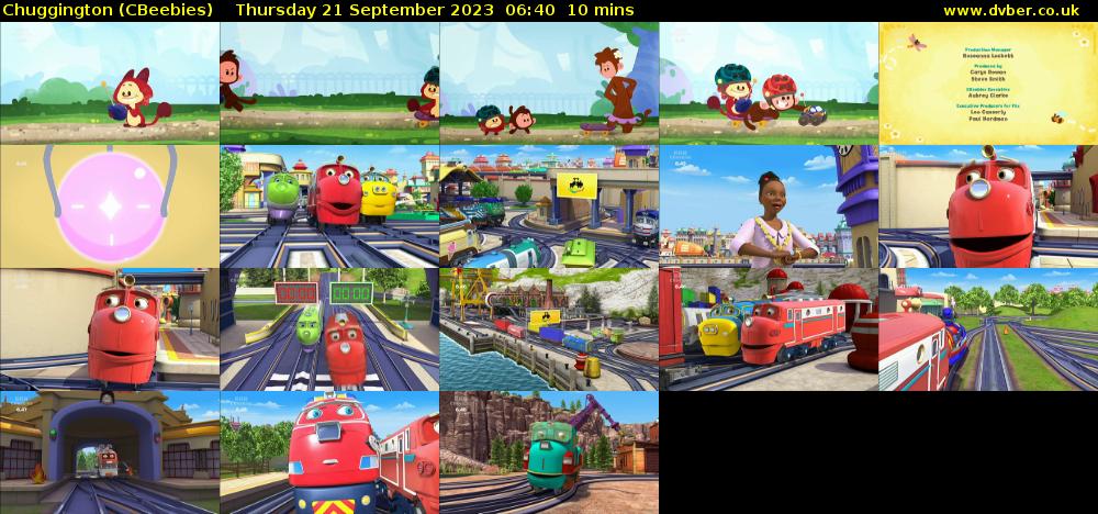 Chuggington (CBeebies) Thursday 21 September 2023 06:40 - 06:50