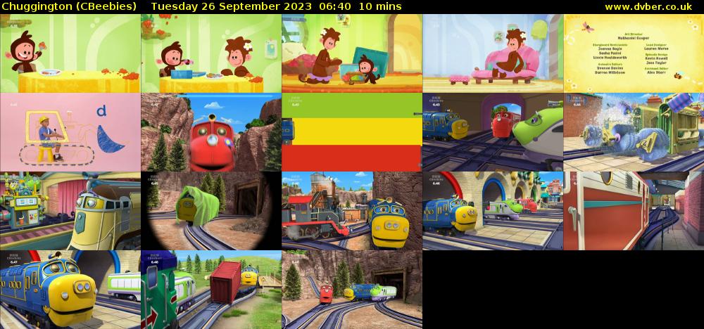 Chuggington (CBeebies) Tuesday 26 September 2023 06:40 - 06:50