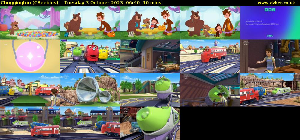 Chuggington (CBeebies) Tuesday 3 October 2023 06:40 - 06:50