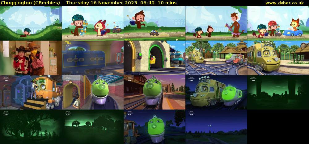 Chuggington (CBeebies) Thursday 16 November 2023 06:40 - 06:50