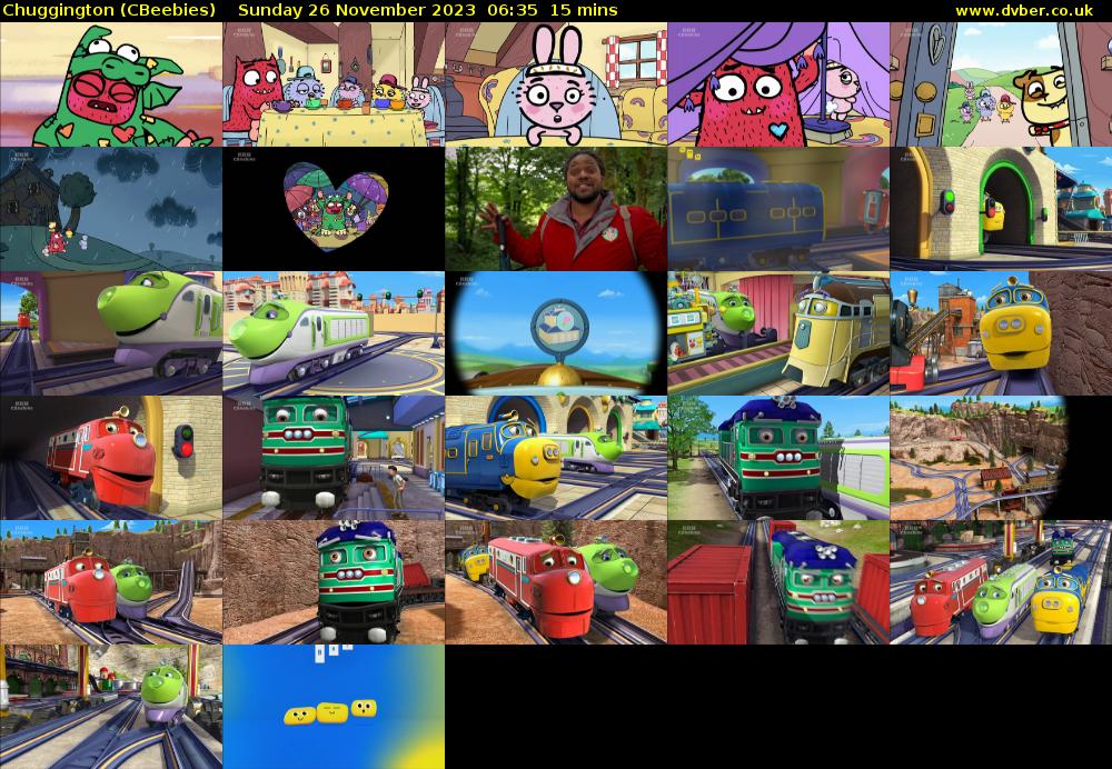 Chuggington (CBeebies) Sunday 26 November 2023 06:35 - 06:50