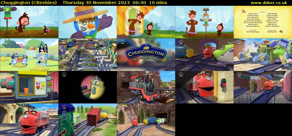 Chuggington (CBeebies) Thursday 30 November 2023 06:40 - 06:50