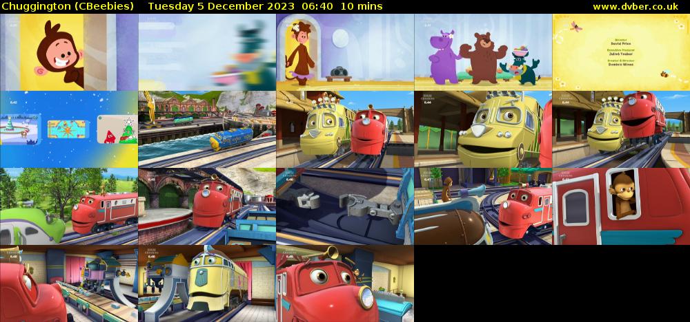 Chuggington (CBeebies) Tuesday 5 December 2023 06:40 - 06:50