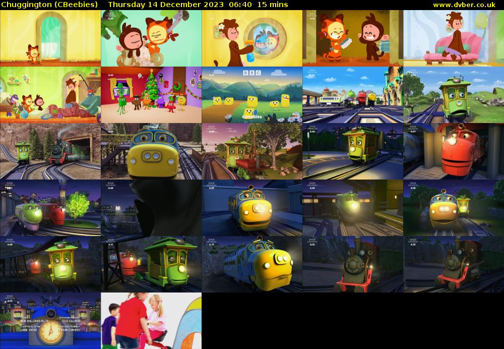 Chuggington (CBeebies) Thursday 14 December 2023 06:40 - 06:55