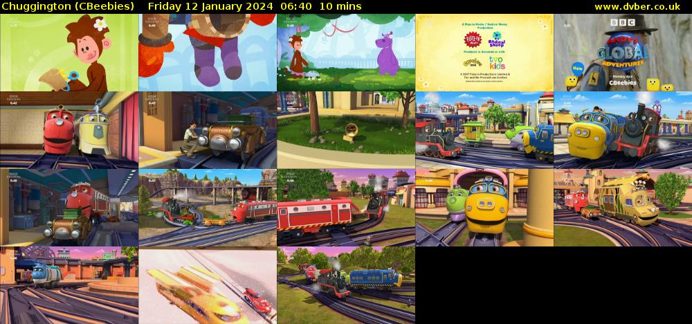 Chuggington (CBeebies) Friday 12 January 2024 06:40 - 06:50
