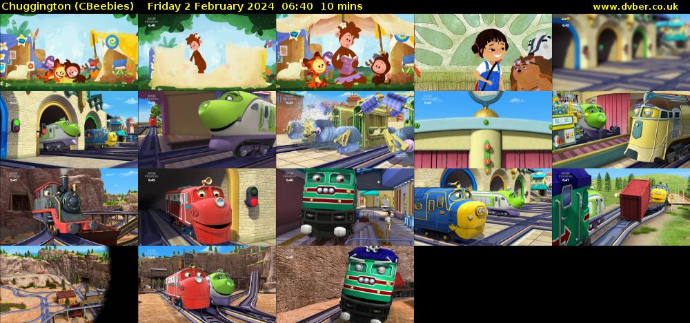 Chuggington (CBeebies) Friday 2 February 2024 06:40 - 06:50