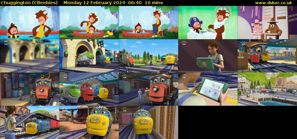 Chuggington (CBeebies) Monday 12 February 2024 06:40 - 06:50