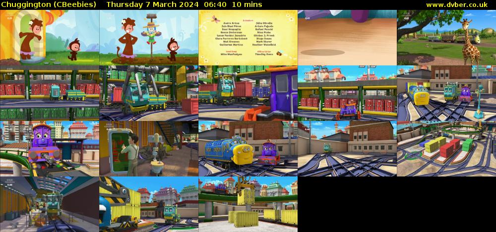 Chuggington (CBeebies) Thursday 7 March 2024 06:40 - 06:50