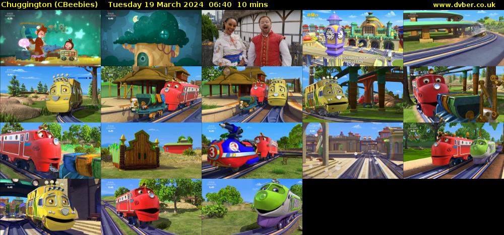 Chuggington (CBeebies) Tuesday 19 March 2024 06:40 - 06:50