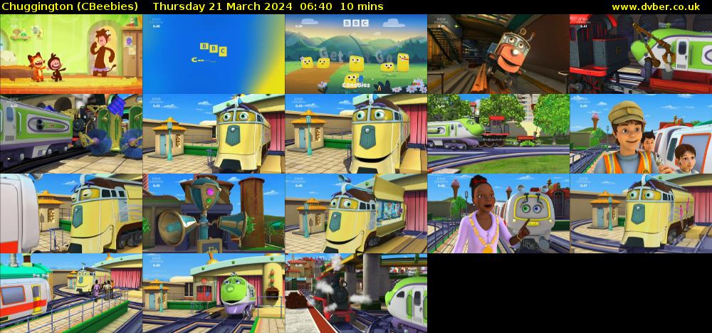 Chuggington (CBeebies) Thursday 21 March 2024 06:40 - 06:50