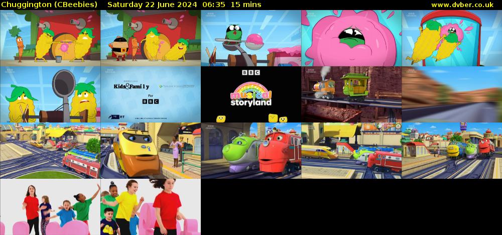 Chuggington (CBeebies) Saturday 22 June 2024 06:35 - 06:50