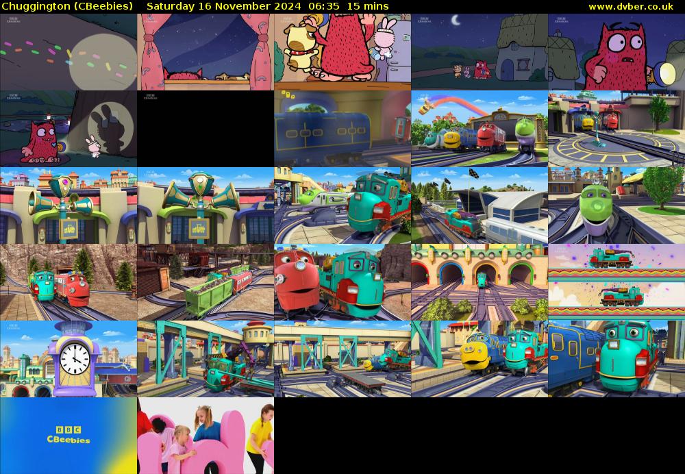 Chuggington (CBeebies) Saturday 16 November 2024 06:35 - 06:50