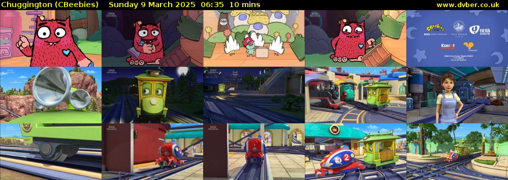 Chuggington (CBeebies) Sunday 9 March 2025 06:35 - 06:45