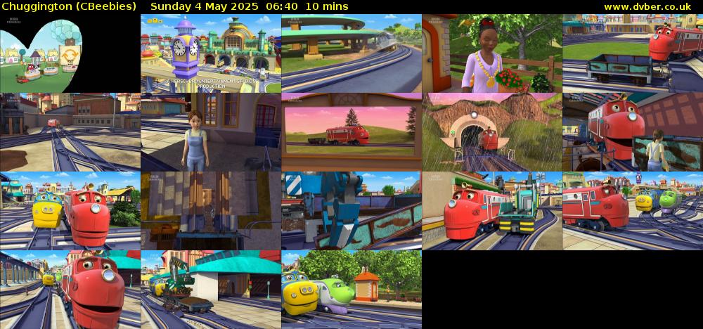 Chuggington (CBeebies) Sunday 4 May 2025 06:40 - 06:50
