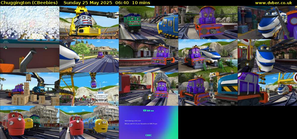Chuggington (CBeebies) Sunday 25 May 2025 06:40 - 06:50
