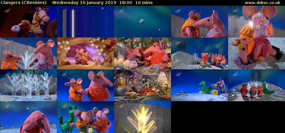 Clangers (CBeebies) Wednesday 16 January 2019 18:00 - 18:10