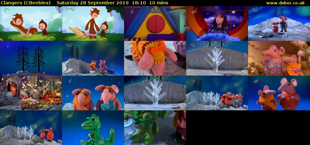 Clangers (CBeebies) Saturday 28 September 2019 18:10 - 18:20