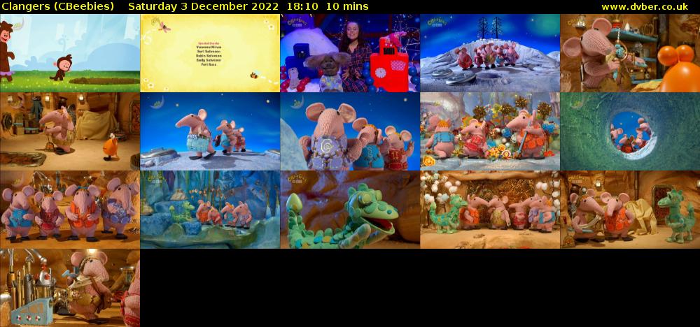 Clangers (CBeebies) Saturday 3 December 2022 18:10 - 18:20