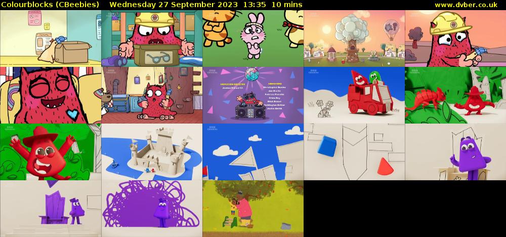 Colourblocks (CBeebies) Wednesday 27 September 2023 13:35 - 13:45