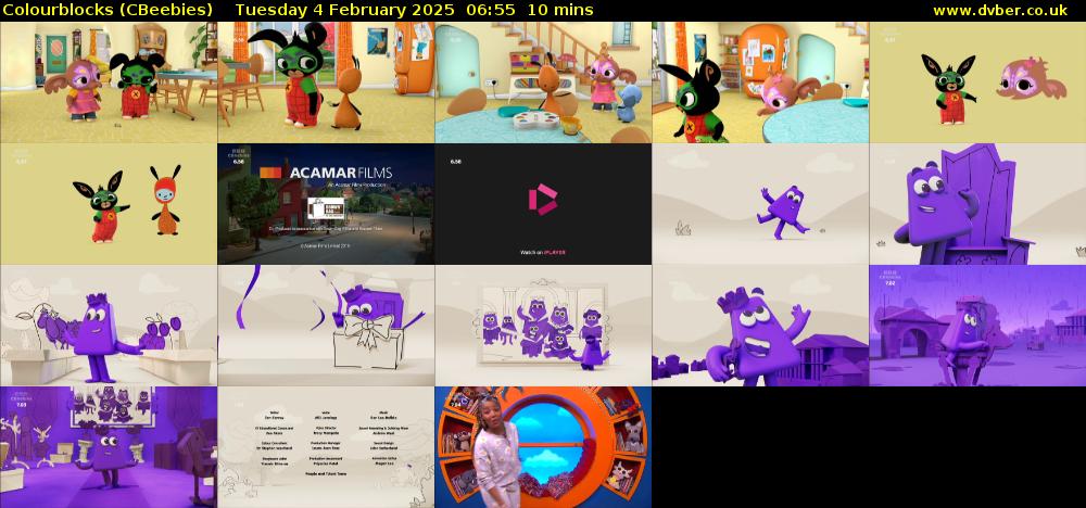 Colourblocks (CBeebies) Tuesday 4 February 2025 06:55 - 07:05